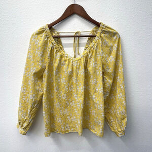 J. Crew Liberty Fabric Blouse Top Womens Size S Yellow Ditsy Floral Feminine